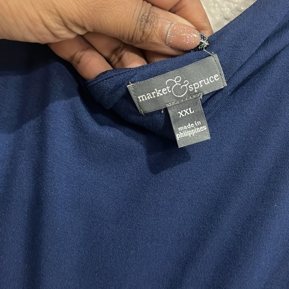 MARKET SPRUCE Blue Top Striped Skirt Maxi Dress Sz XXL Cute Back Elastic Waist - Picture 6 of 9